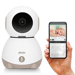 Alecto Videobabyfoon SMARTBABY10BE met Camera en Wifi, Nachtkijkfunctie en 2-Weg Audio Intercom, Bestuurbaar via App, Kleur Wit/Beige