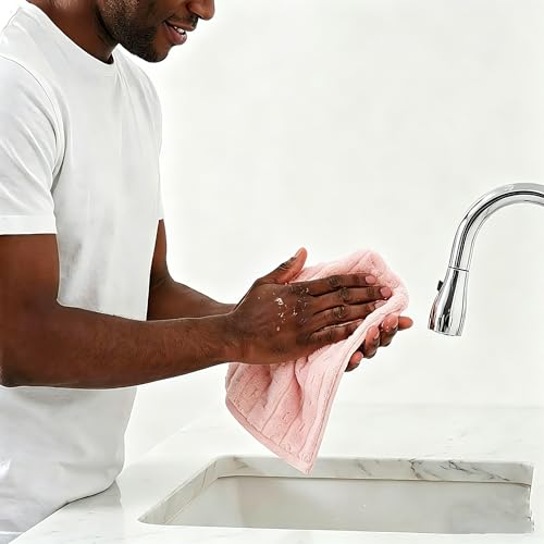 LMMINBZ 4PCS Pink Microfiber Hand Towels for Bathroom Christmas Decorations Quick Dry Small Towel Set Bathroom Kitchen 14 x29.6inch — view 4