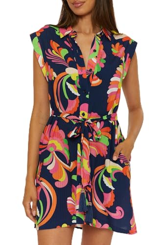 Trina Turk Poolside Shirt Dress, Casual, Floral Print, Beach Cover Ups for Women