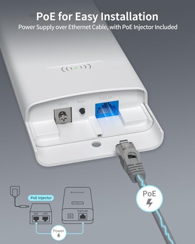 BrosTrend AC1200 Outdoor WiFi Extender Long Range, Dual Band 5GHz + 2.4GHz, IP65 Weatherproof Gigabit Signal Booster, PoE Powered, with Passive PoE Injector, 2x 5dBi Antennas, Works for Yard, Farm, RV - Image 7