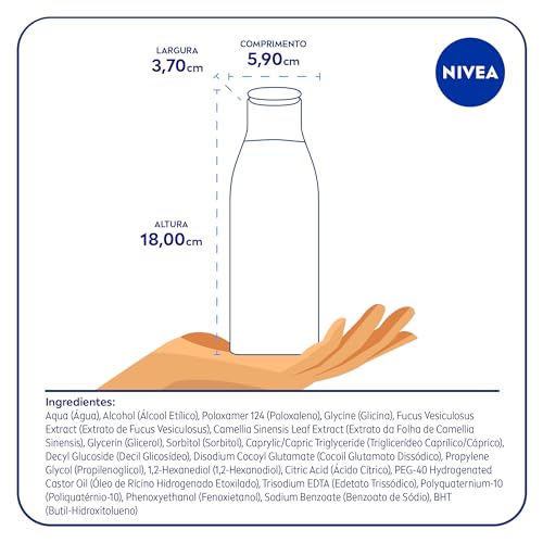 NIVEA Água Micelar Solução de Limpeza Facial 7 em 1 Efeito Matte 200ml - Fórmula poderosa com efeito
