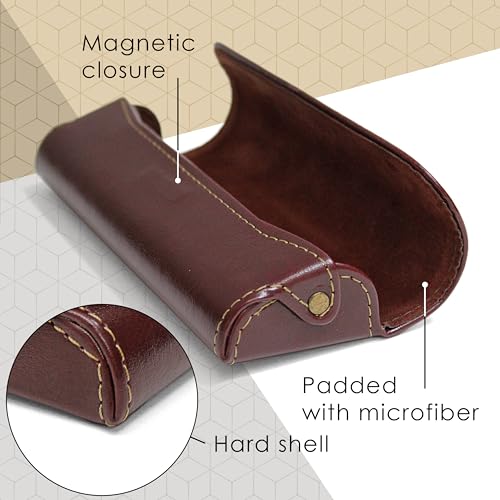 Image of Orsus Reading Glasses Hard Case, Premium PU Leather Horizontal Eyeglass Holder with Magnetic Closure for Women and Men