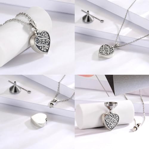 925 Sterling Silver Mom Dad Urn Necklace for Daughter Loss Mother Memorial Cremation Jewelry for Ashes3