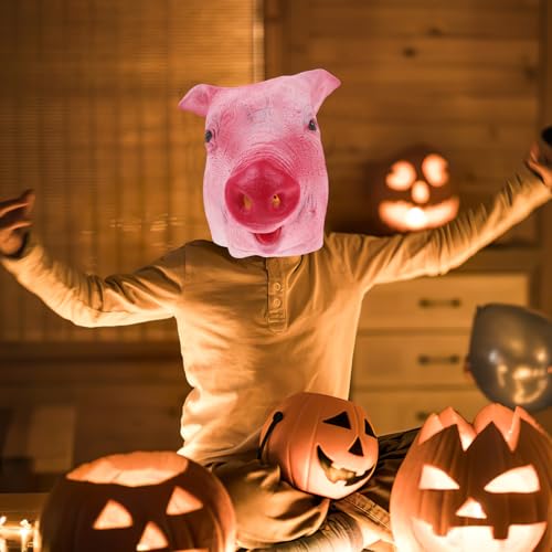 Masque de tête de cochon rose pour carnaval et soirées déguisées