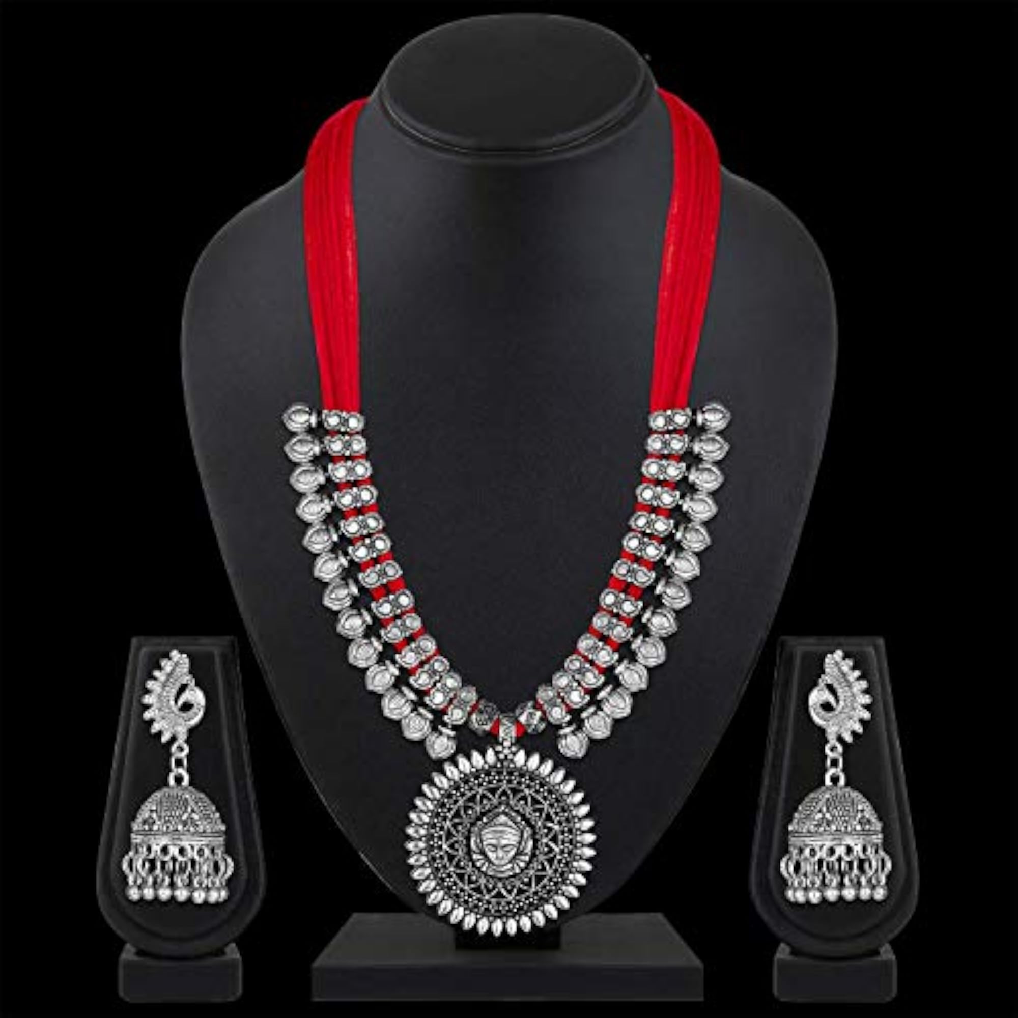 Oxidised Silver Antique Necklace Set