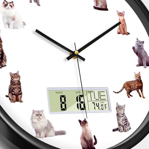 Horloge murale numérique 35 cm avec date et température pour salon