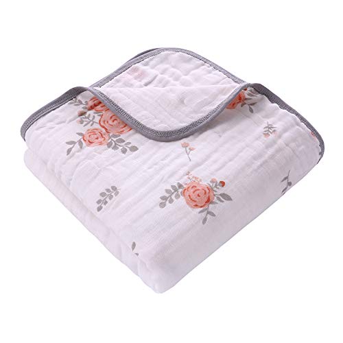 Miracle Baby Musselin-Wickeldecken, groß, Baumwolle, Stilldecke, 140 x 99 cm, 2 Schichten, Rosa