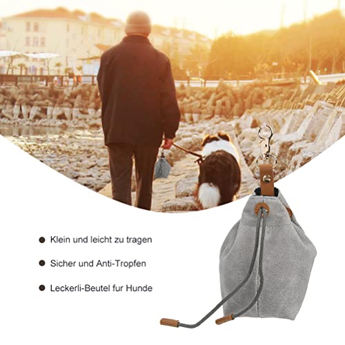 TMBMLPP Leckerlibeutel für Hunde, Futterbeutel Hunde, Schrumpftaschen mit Clip Schnalle, Hundebeutel Leckerli, Futtertasche, für Haustierspielzeug, Leckereien, für Welpen-Training Reisen, Gehen -Grau