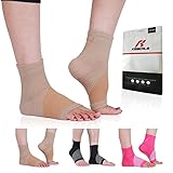 KESKALE Calcetines para fascitis plantar para mujeres y hombres (3 pares), mejor tobillera de compresión con soporte de arco, dolor de articulaciones de talón y tendinitis, negro, beige, rosa, XL