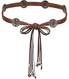 Buywis Damen Taillengürtel mit Knoten, Bohemian-Stil, Quastengürtel, Vintage-Stil, PU-Leder, Gürtel für Kleider, braun, Fit Waist 27.6'-39.4'