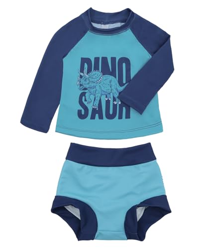 Image of ALVA 2 Pcs Long Sleeve Rash Guard Swim Diaper Sets, Baby Toddler Swimsuit UPF 50+ Sun Protection for Boy and Girl