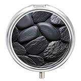 Reise-Pillendose, schwarzer Stein, tragbarer Pillenbehälter, kleine Pillendose, Pillen-Organizer,...