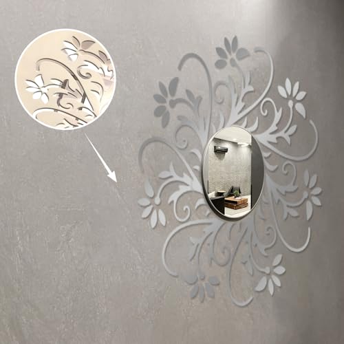 Image of INCREWAY 1Set Mirror Wall Stickers Decor Acrylic 3D Flower Decorative Mirrors Stickers Removable Wall Art Decals for Home Living Room Bathroom Office Dormitory Decorations