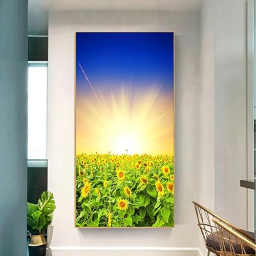 Soleil toile peinture nature de 70x144cm pour illuminer les murs sombres d'un salon