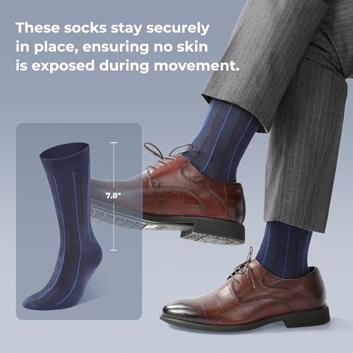 Image of BAMBOO COOL Men's Crew Socks Bamboo Viscose Breathable Rib Dress Socks For Men, Casual Lightweight Comfort 6 Pack