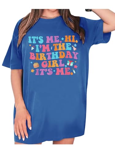 Oversized Shirt for Women It's Me Hi I'm Birthday Girl It's Me Letter Tee Shirt Party Short Sleeve Tops2