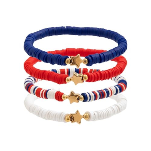 Bracelets de célébration de juillet en argile polymère et grands colliers au design artisanal