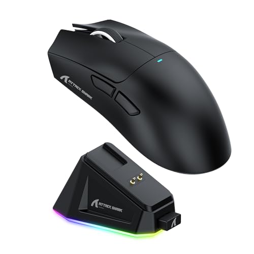 Image of Attack Shark X11 Wireless Gaming Mouse with PAW3311 Sensor, 22000 DPI, Tri-Mode Connectivity, RGB Lighting, and Magnetic Fast Charging Dock- Lightweight and Durable Design (Black)