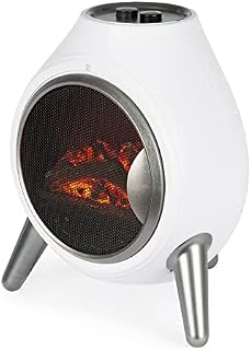 LIVIVO Retro Styled 1.8Kw Electric LED Log Fire Effect Fire with Freestanding Modern Design and Independent Heat and Light Controls (White)