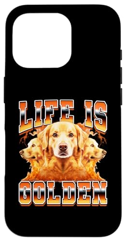 Life is Golden Retriever Dog 90er Jahre Bootleg Style Hülle für iPhone 16 Pro