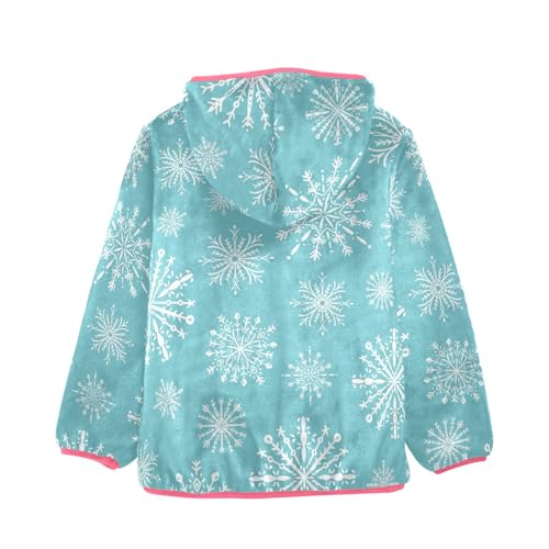 OTVEE Christmas Snowflake on Blue Kids Hoodie Jacket Fall Spring Full Zip Warm Outwear Coat2