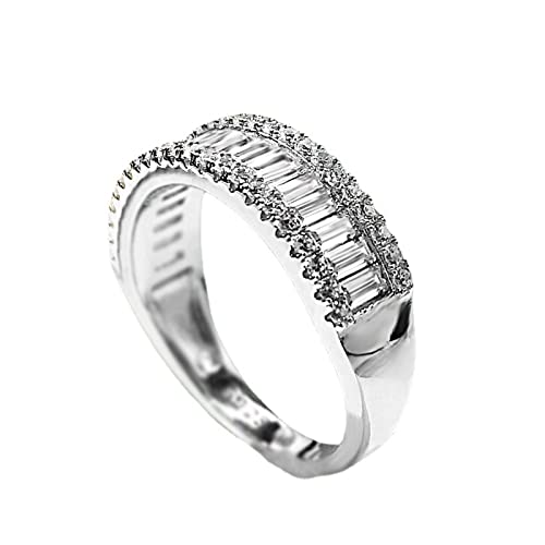 925 Sterling Silver Plated Cubic Zirconia Wedding Band Ring CZ Stackable Ring for Women