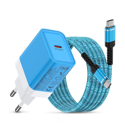 25W Ladeger&auml;t USB C mit Ladekabel, USB C Netzteil Schnellladeger&auml;t Typ C Handy Ladeger&auml;te Stecker Adapter mit Kabel f&uuml;r Samsung Galaxy A16/A56/A26/A36/A15/A55/A54/A35/S25/S24/S23/S22/S21/S20/Z Flip 7