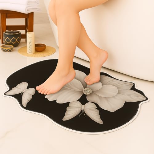 Image of 3D Butterfly (36x58 cm) Anti-Skid Mats use as Office Floor Mat /Door Mat /Bathroom Mat /Kitchen Mat etc. (Pack of 1) Black
