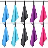 SmoothNovelty 10 Count Quick Dry Microfiber Camping Towels 25x32 cm Travel Hand and Face Towel with Hang Loop Backpacking Ultralight Fast Drying Washcloth for Hiking Outdoor Adventures Yoga(5 Colors)