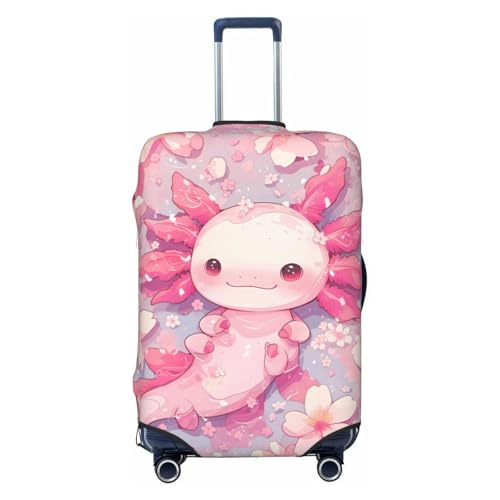 Axolotl Flower Print Luggage Cover Washable Elasticated Suitcase Covers TSA Approved Stylish Dust and Scratch Resistant Case Protector for Kids and Adults