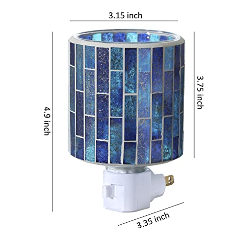 Motifeur Mosaic Glass Plug-In Fragrance Wax Melt Warmer, Decorative Pluggable Night Light (Tile Blue) #TOP6