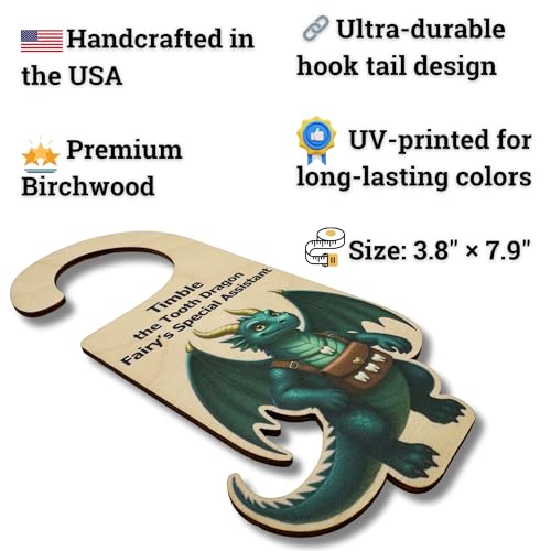 Enchanting Tooth Fairy Door Hanger & Timble the Tooth Dragon Keepsake Set – Magical First Tooth Tradition Gift for Kids with Storybook and Coin Pouch - Image 4