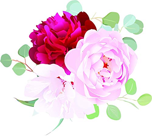 Magnet Beautiful Pink Wedding Floral Flower Cartoon Art Vinyl Magnet (4" Tall, Peony)