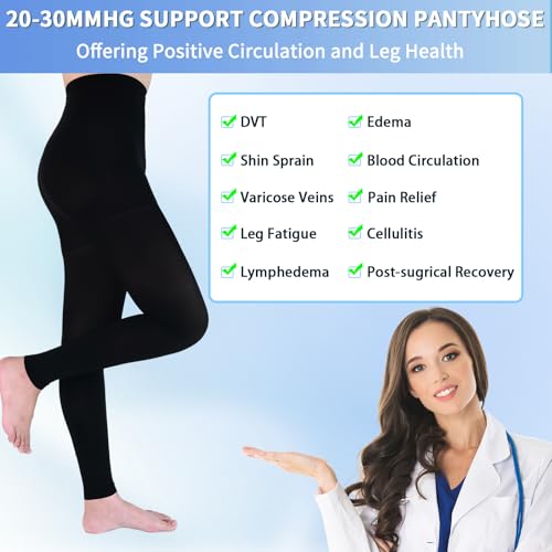 medical compression pantyhose for women amp men 20-30mmhg graduated support compression tights footless medical compression stockings amp leggings for edema varicose veins swellingblackl