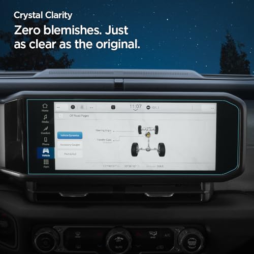 Image of Spigen Screen Protector Clear for Gladiator & Wrangler (2024-2026) | 9H+ Tempered Glass, Glas.tR Slim, Crystal Clear, Wing Alignment, Design for Wrangler, Gladiator, Wrangler 4xe (2024-26) 12.3 inch
