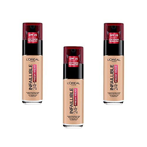 3 x L'Oreal Paris Infaillible 24H Fresh Wear Foundation 30ml - 125 Natural Rose