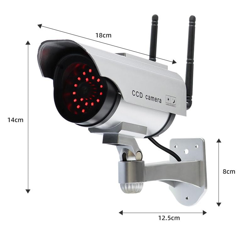 Attrappe mit roten LED-Lichtern, Solarpanel, gruseliger Überwachungskamera, Hund, schreckt Eindringlinge ab, Zuhause, Garten, Lager, Monitor, Nachahmung, Sicherheit, Mobbing-Zweck