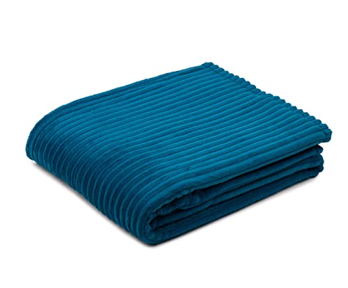 Gözze - Kuschelweiche Kuscheldecke, Feine Cord-Optik, 1040g/Stück, 150 x 200 cm - Petrol