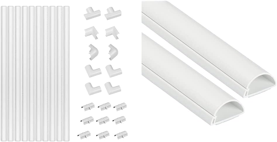 D-Line White Mini Trunking Kit, 4-Meter Self-Adhesive Wire Hider, Cable Management to Hide Wires on Wall & Mini Cable Trunking 2-Meter | Decorative Self-Adhesive Cable Cover