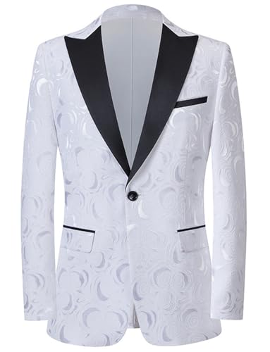 Manteau de Smoking Homme Jacquard Veste de Costume Revers en Pointe