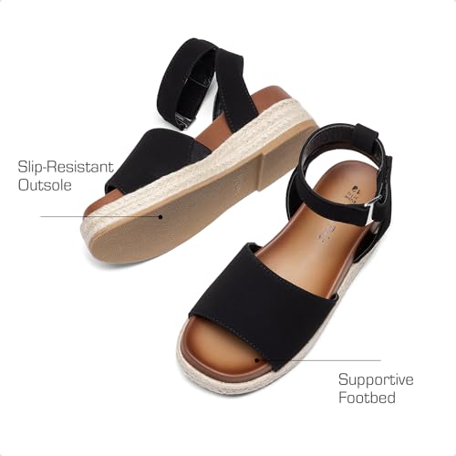 Image of DREAM PAIRS Girls Platform Wedge Open Toe Espadrille Sandals with Buckle Ankle Strap for Little Kid /Big Kid
