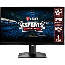 MSI OPTIX MAG251RX 24.5″ 240Hz 1ms IPS Gaming Monitor (FHD 1920×1080 / Non-Glare with Super Narrow Bezel / 16:9 / G-Sync Compatible/HDMI/DP/USB Height Adjustable), Black