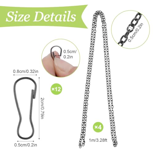 Image of Picture Hanging Kit with 4Pcs 1M Picture Hanging Chains & 12Pcs Hooks, Heavy Duty Metal Display Chain for Photo Frames Artworks Mirror(Gunmetal Gray)