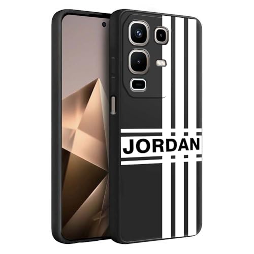 Image of Fashionury Back Cover Case for Infinix Note 50s 5G | Matte Soft Silicon Flexible | Camera Bump Protection | Customized Name with Your Phone Back Cover Black (Pattern 6)