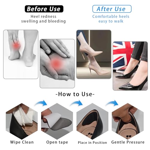 Image of 8-Pairs Heel Grips Liner Cushions Inserts for Loose Shoes, Heel Pads Snugs for Shoe Too Big Men Women, Filler Improved Shoe Fit and Comfort (16 Packs) (Black+Pale Apricot)