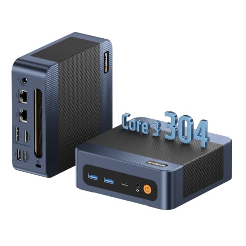 Image of BOSGAME E6 ECO Mini PC, Intel Core 3 304, 12GB RAM, 512GB SSD, WiFi 7 | BT 5.4, Dual 1GbE LAN, Full-Function USB-C, Triple 4K 60Hz, Ideal for Home Office Use