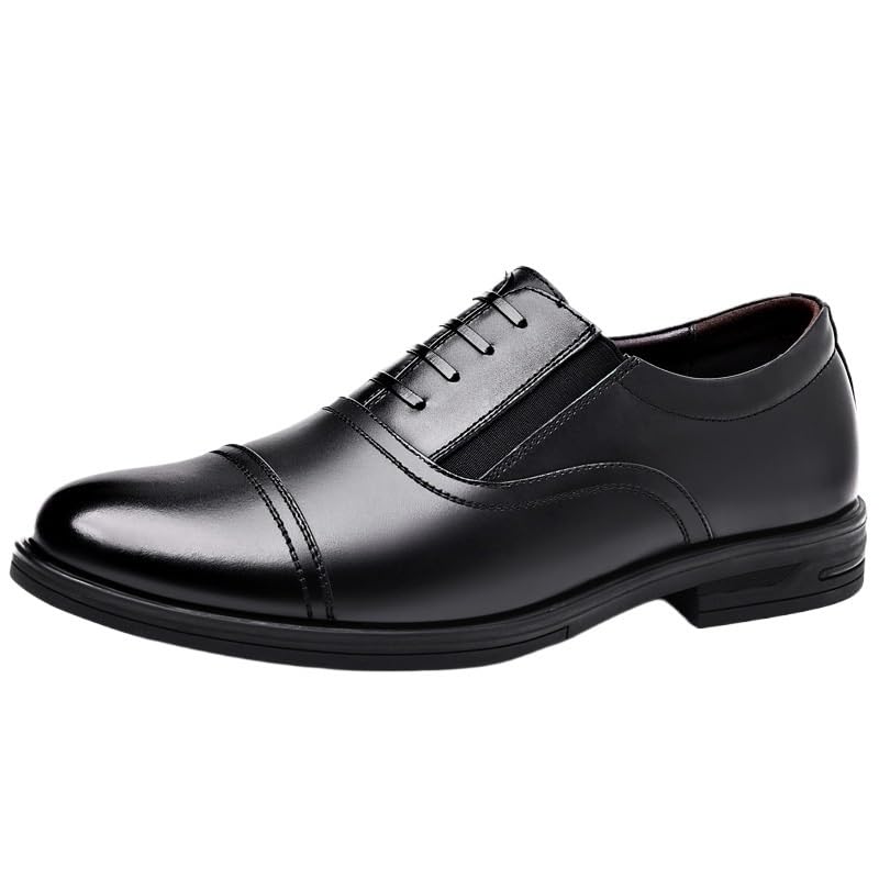 Men Business Casual Leather Shoes Non Slip Platform Oxfords Shoes Black Career Dress Shoe Male Shoe Slip On Loafers