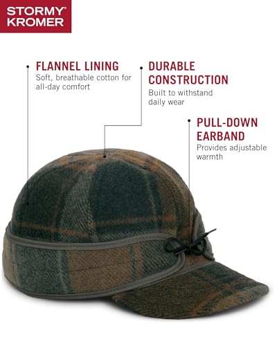 Image of Stormy Kromer The Original Cap, Wool Blend Hat, Warm Winter Outdoor Cap with Flannel Lining, Earflaps, for Men and Women