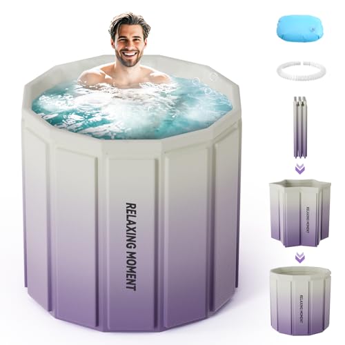 Orifesio Portable Bath Tub for Adults, Foldable Soaking Bathtub for Hot Bath and Ice Bath, Quick Opening Without Installation, Collapsible Freestanding Bathtubs for Shower Spa Sauna, 70 X 70 X 65 CM