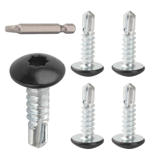Enclosed Trailer Screws Self Tapping Black - 100 Pack#10 x 3/4 Inch Self Drilling Sheet Metal Screws/w SQ #2 Head Bit for Enclosed Cargo Trailer Repair Screws, Universal RV Fasteners
